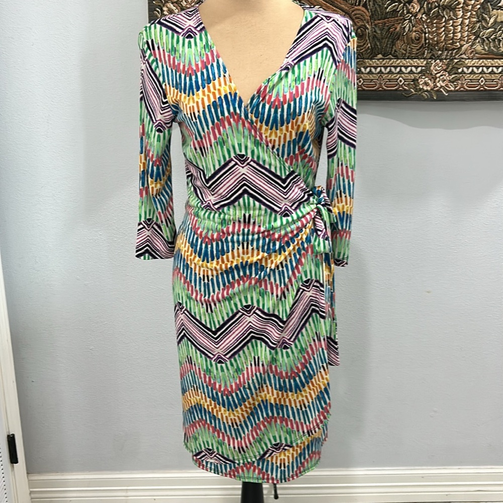 Emma & Michele Multicolor Wrap Dress. Size M‎